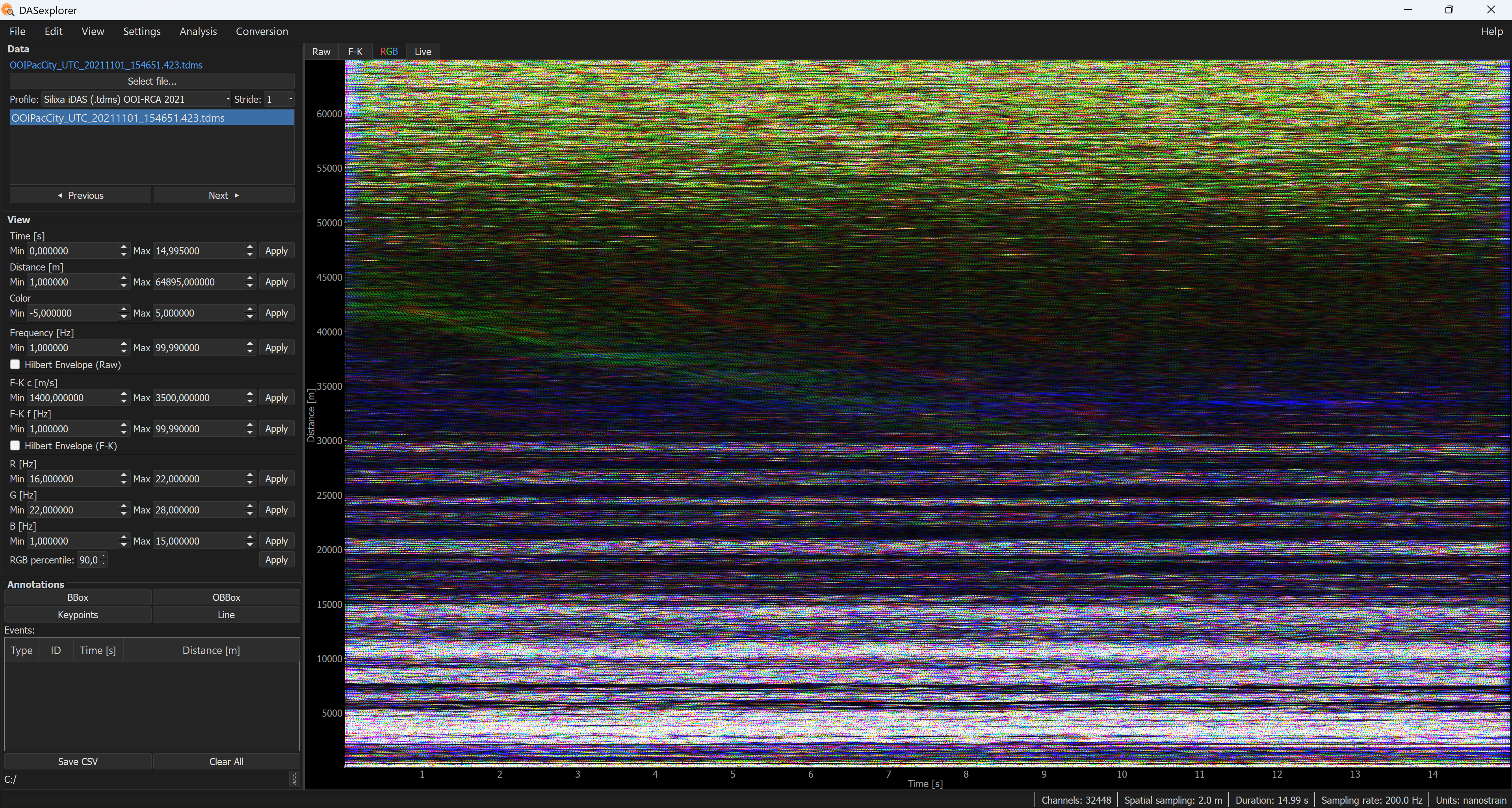 Silixa iDAS default profile with RGB visualization